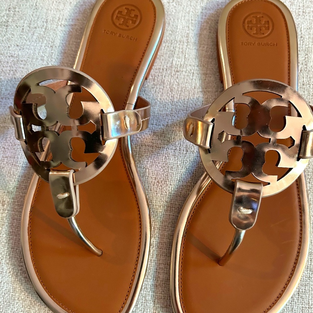 Tory Burch Rose Gold Miller Metallic Sandals Size 10 New in Box
